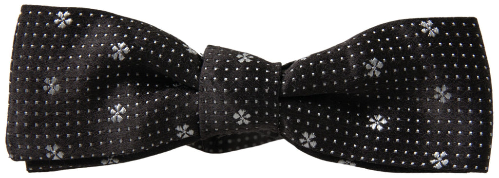 Dark Gray Patterned Silk Adjustable Men Neck Papillon Bow Tie