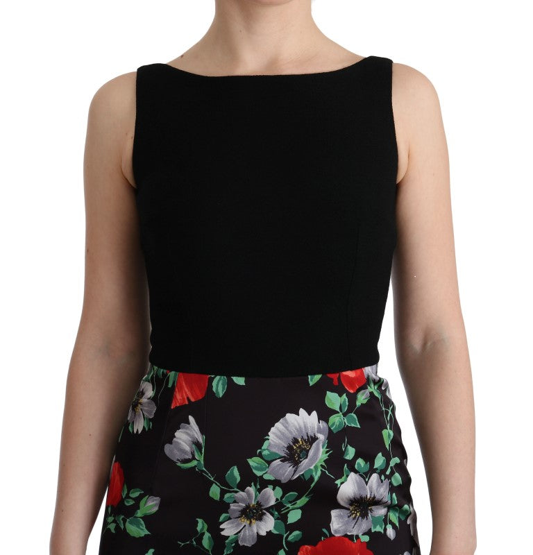 Multicolor Floral Print Stretch Sheath Long Dress
