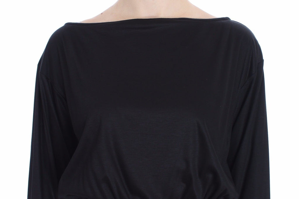Black Modal Silk Shift Knee Dress