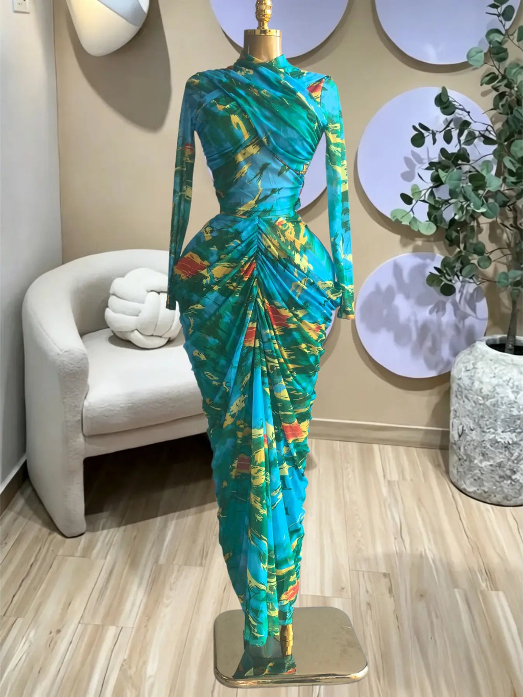 PULKRITU Elegant Women'S Tie Dye Printed Two Piece Set Outfits, Wrap Long Sleeve Crop Top + Ruched Maxi Skirt , Casual Beach Resort Birthday, Vacation Street Lady Two-Piece Set,Female Fashion 2 Piece Co-Ord Set, Casual Chic Set