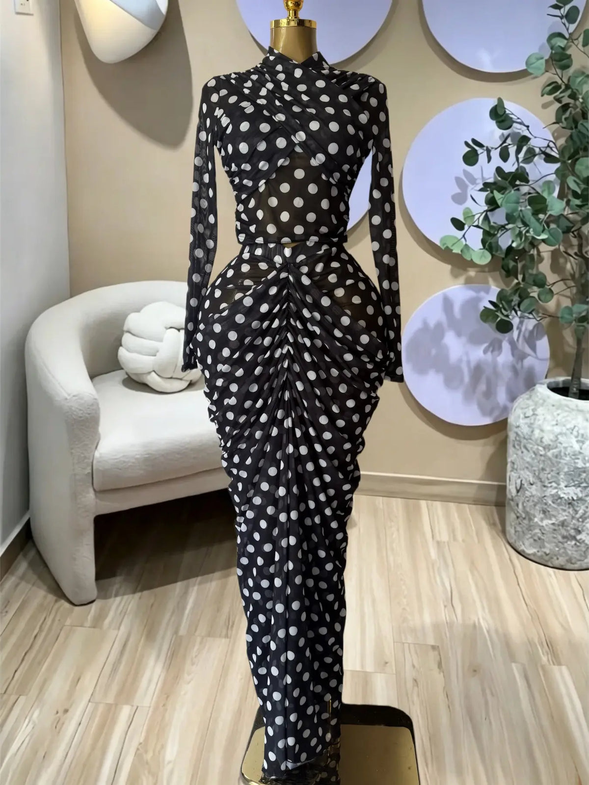 PULKRITU Elegant Women'S Tie Dye Printed Two Piece Set Outfits, Wrap Long Sleeve Crop Top + Ruched Maxi Skirt , Casual Beach Resort Birthday, Vacation Street Lady Two-Piece Set,Female Fashion 2 Piece Co-Ord Set, Casual Chic Set