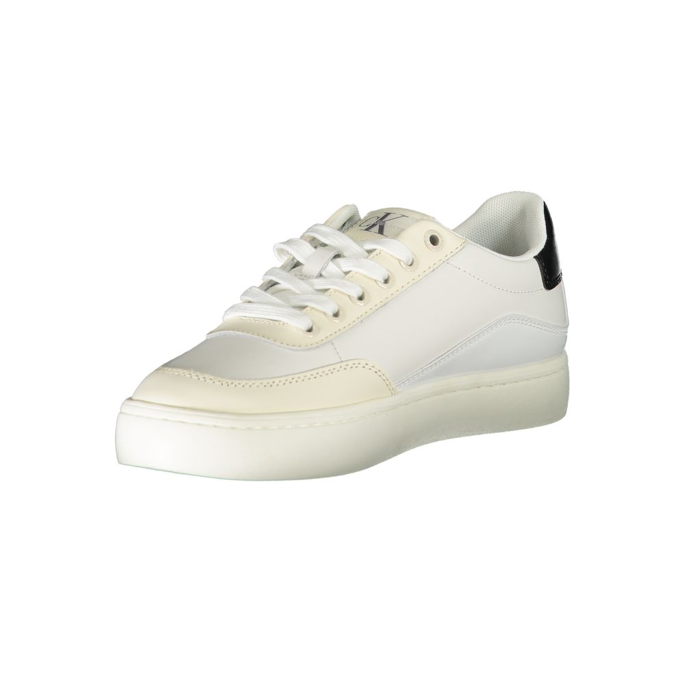 White Polyurethane Women Sneaker